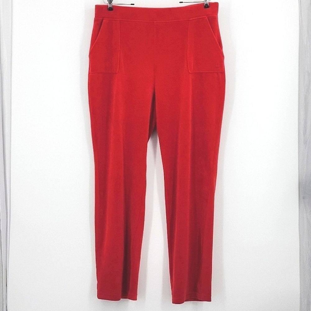 Juicy Couture Pants Womens Size Extra Large XL Red Velour Velvet Wide Leg Y2K